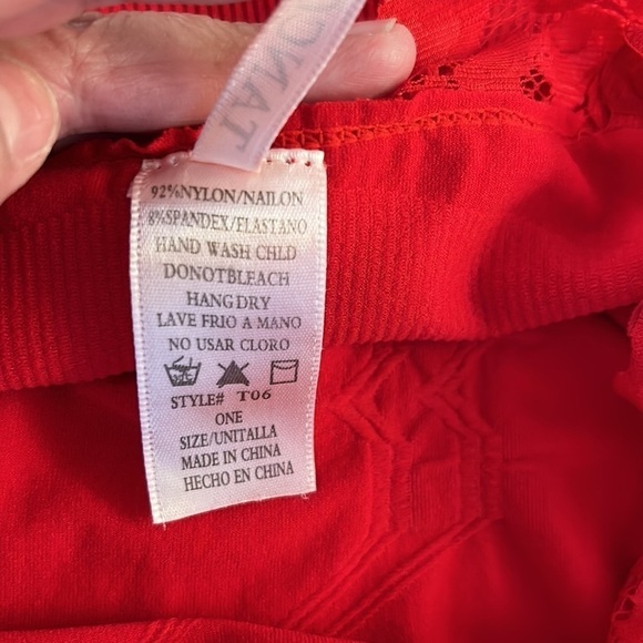 Tanco USA Y2K 90's Red Lace Ribbed Tank Top Size Medium - Picture 6 of 6